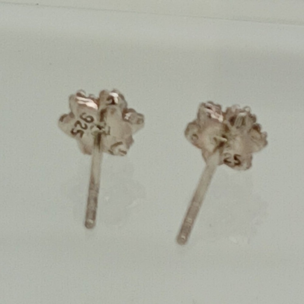 Vintage 925 Sterling Silver Blue Crystal Flower Stud Earrings Floral Jewelry - Picture 15 of 16